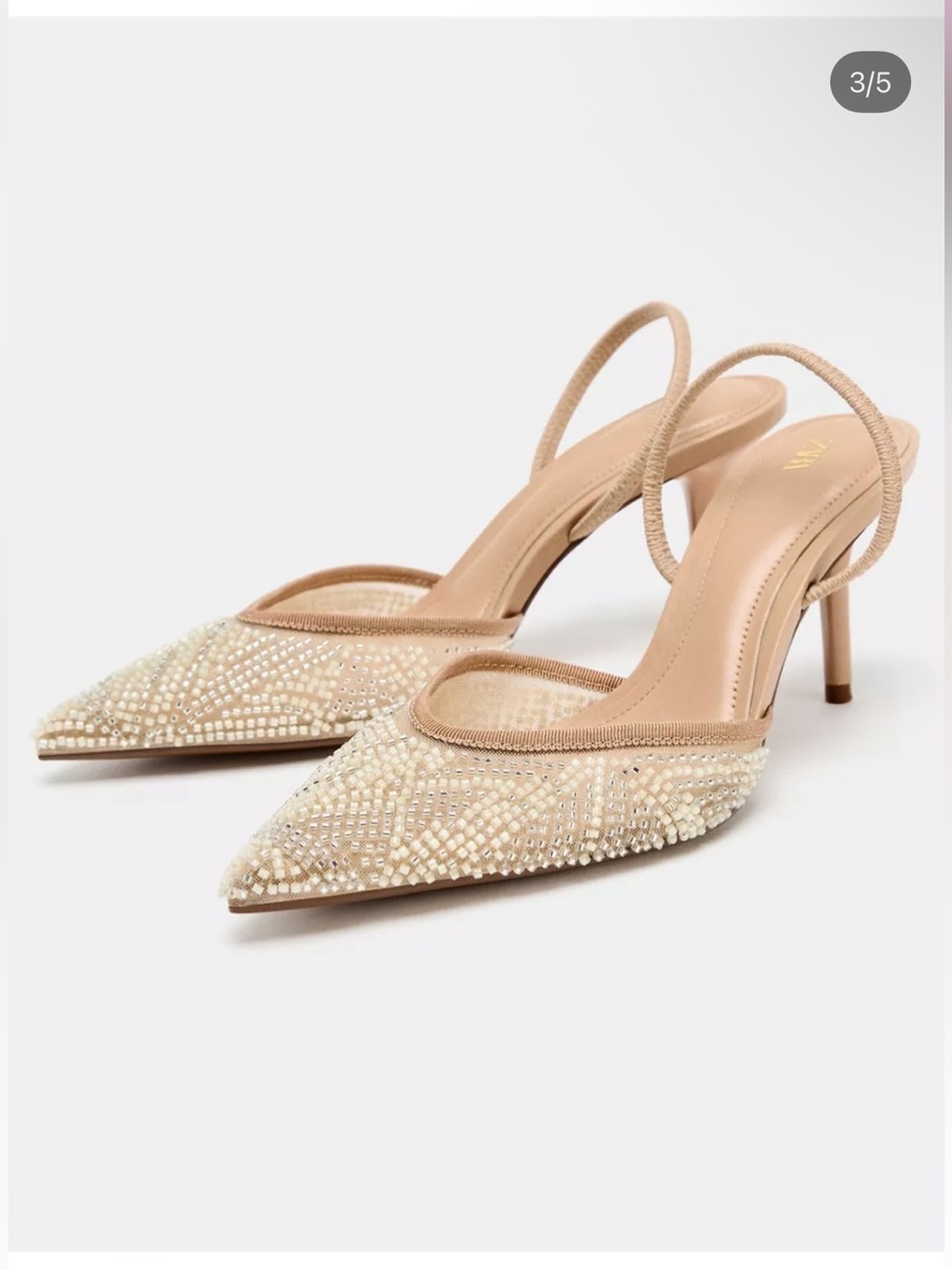 Zara beaded cream slingback sandals sz.7.5
